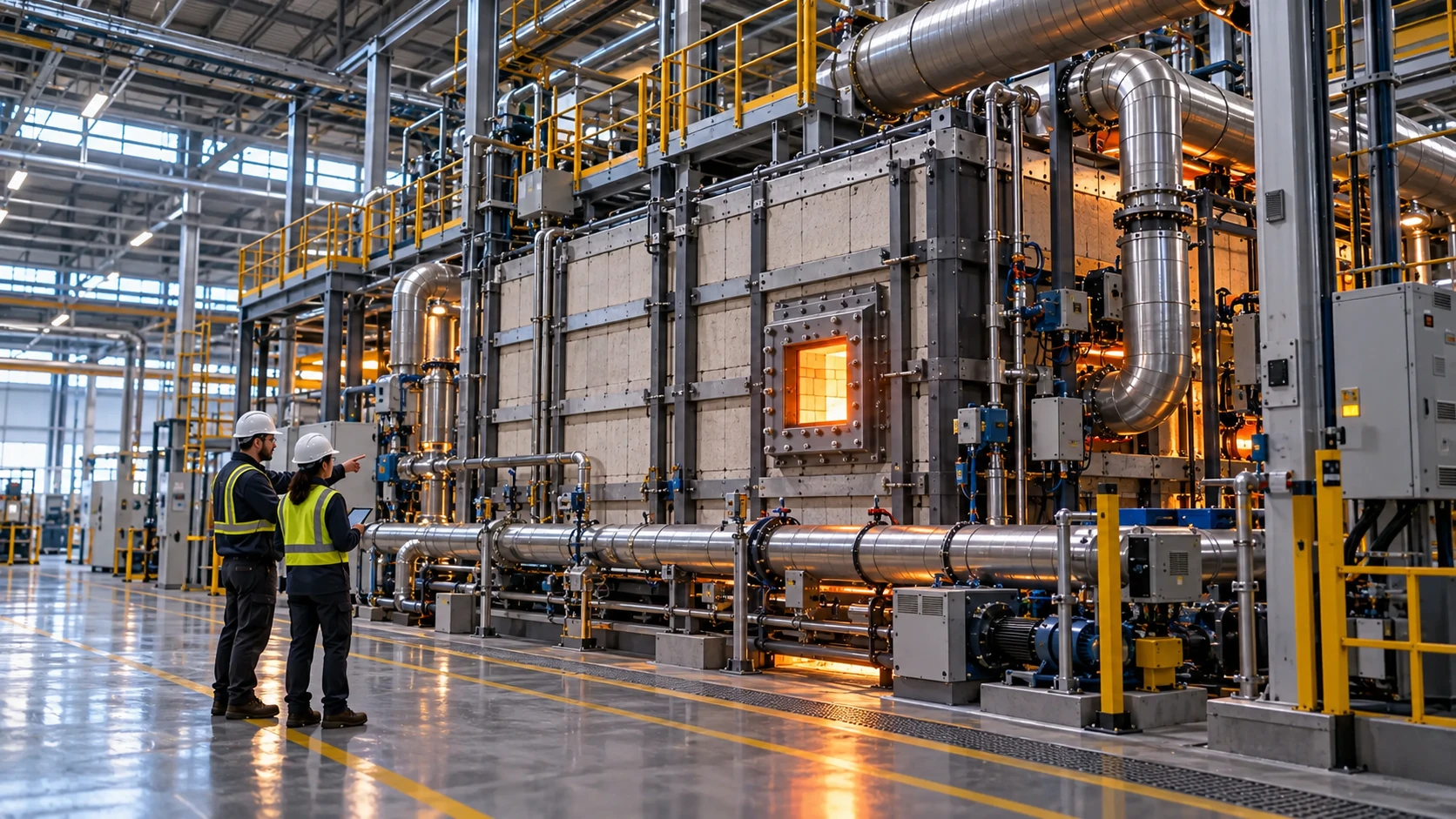 Illustration for a factory powered by hot bricks