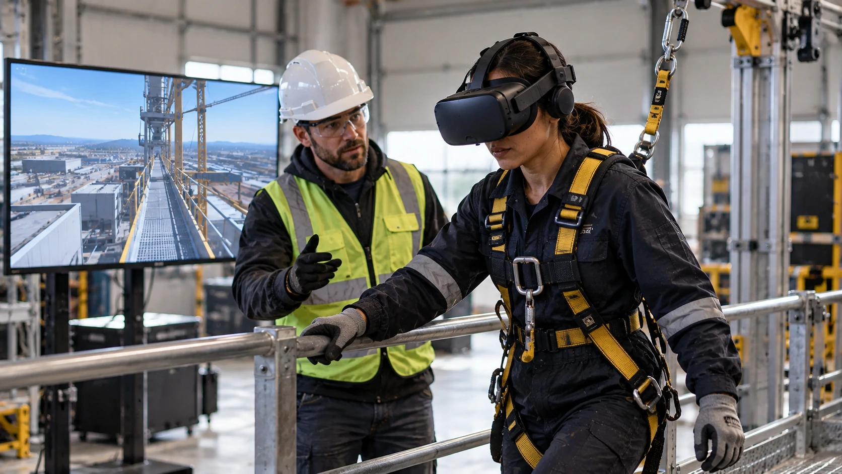 Illustration for dangerous work practiced in virtual reality