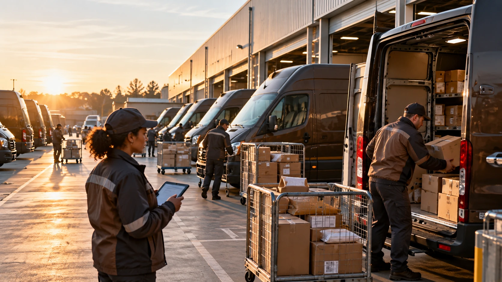 Illustration for delivery network thousands of vehicles coordinated