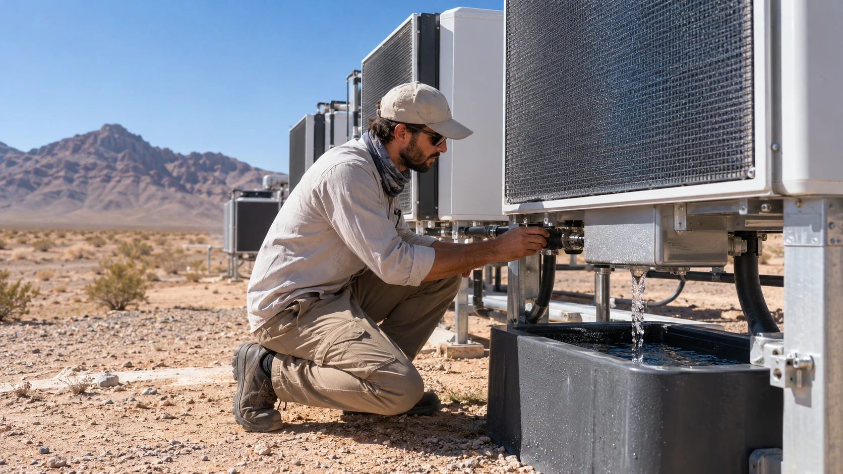Illustration for drinking water from desert air