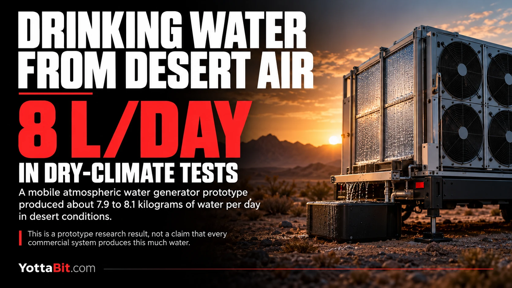 YottaBit visual summary for drinking water from desert air