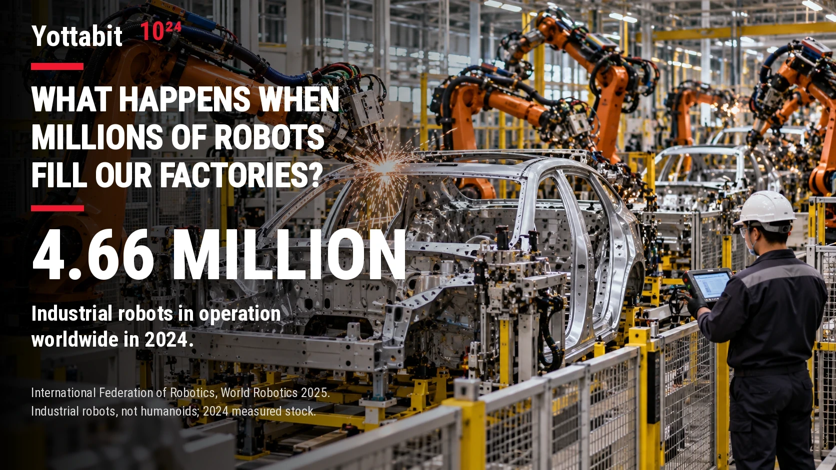 YottaBit visual summary for factories fill with robots