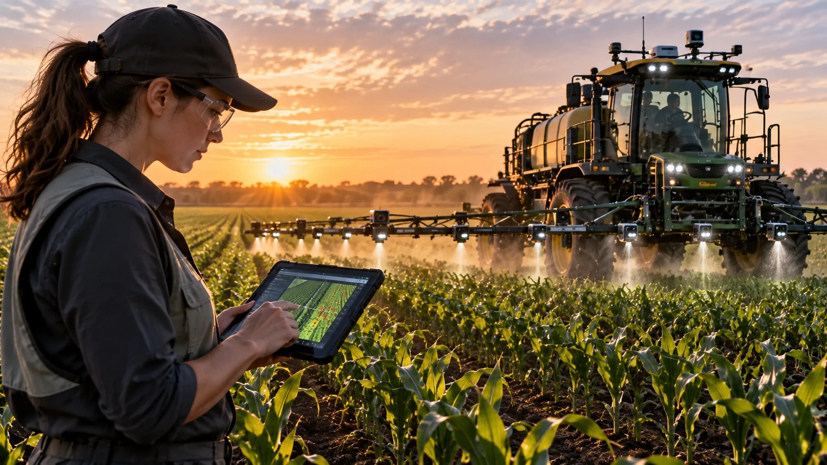 Illustration for intelligent farms robotics