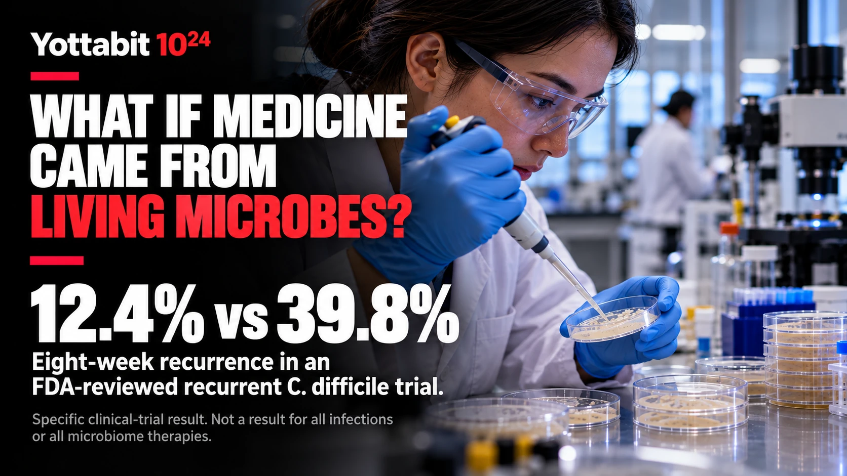 YottaBit visual summary for medicine made of living microbes