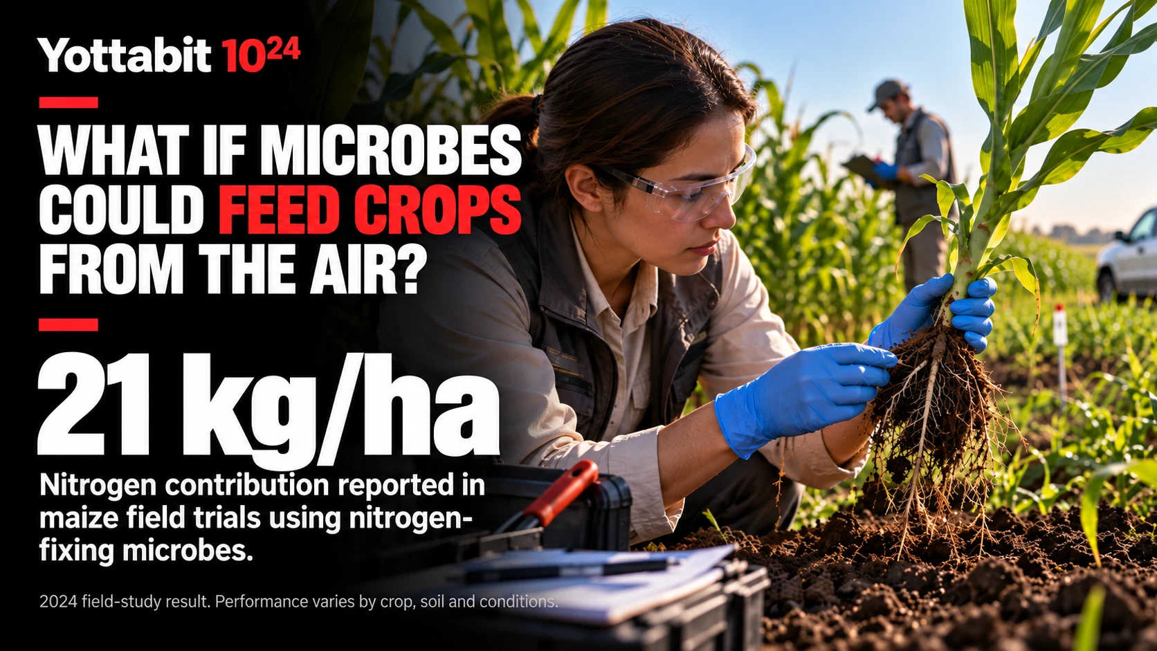 YottaBit visual summary for microbes feed a crop from air