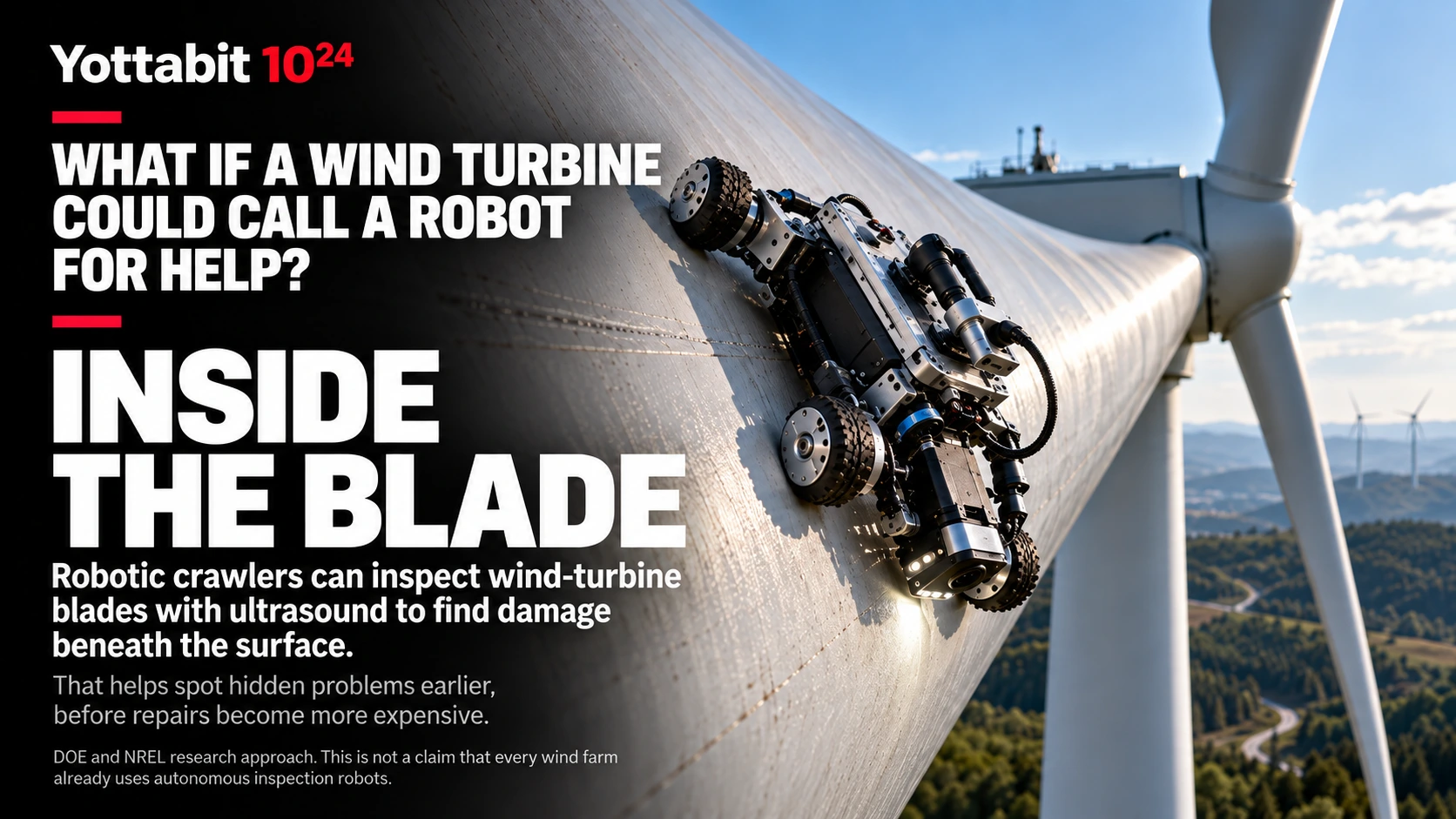 YottaBit visual summary for robot wind turbine blade inspections