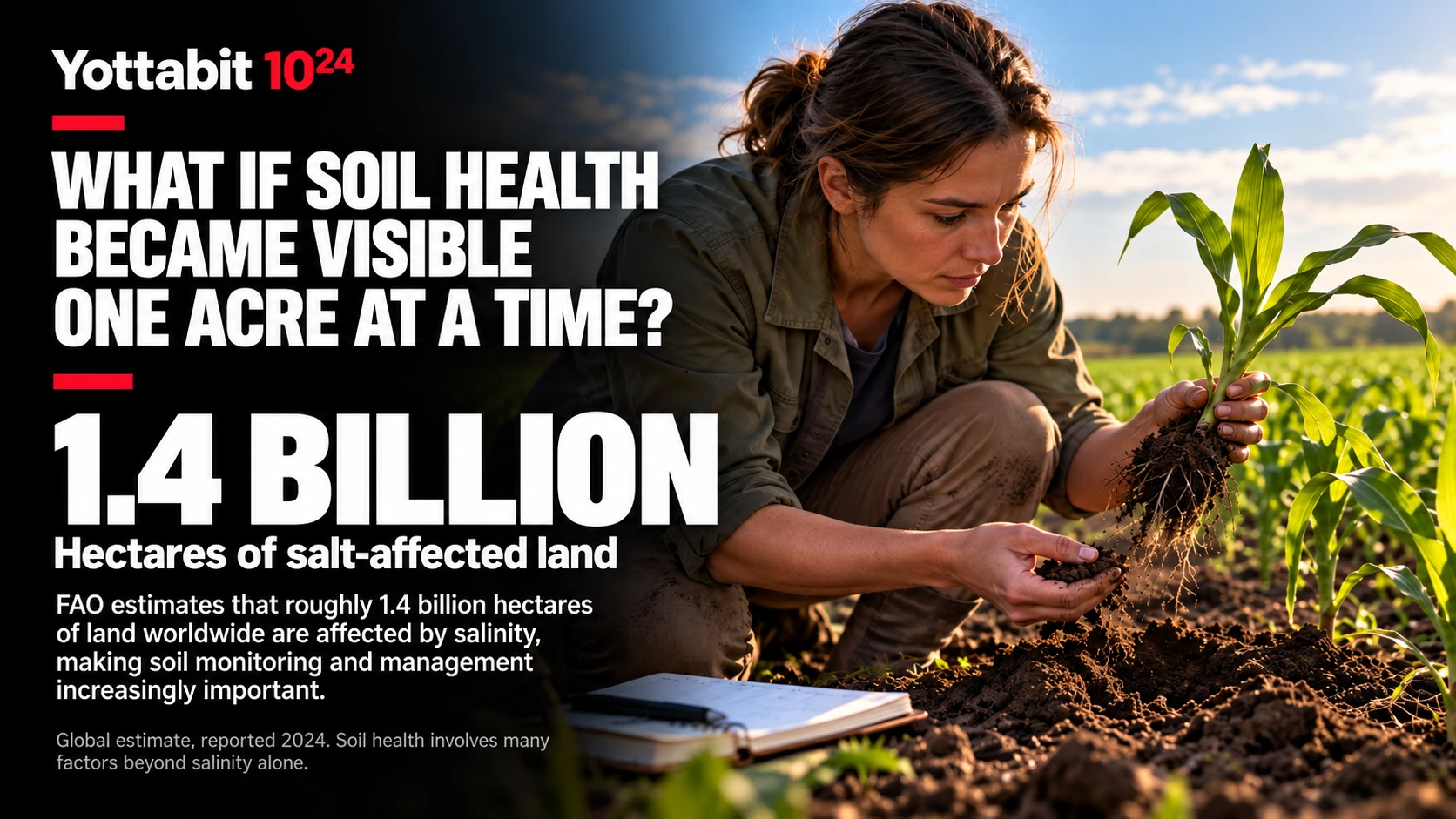 YottaBit visual summary for soil health visible one acre at a time