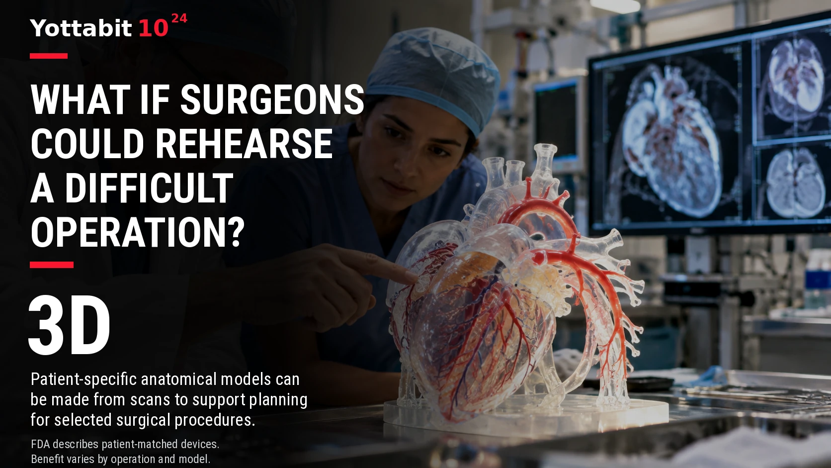 YottaBit visual summary for surgeons rehearse on patient models